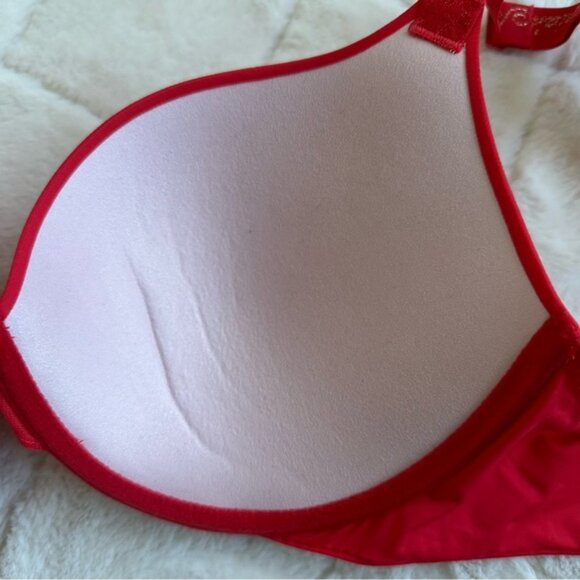 Victoria's Secret | Red & Gold T-Shirt Push-Up Full Coverage Bra | Size 32DD - Picture 10 of 13